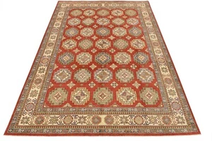 Kazak Rug 10’6” x 13’10” Red Wool Tribal Geometric Hand-Knotted Oriental Carpet - Picture 1 of 15