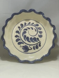 Signed and Stamped Vintage Salt Glazed 8” Fluted Edge Pie Quiche Tart Dish - Picture 1 of 6