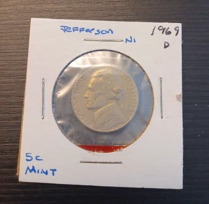 1969 D Jefferson Nickel GEM BU Brilliant Uncirculated Mint=#190 Free Shipping - Picture 1 of 2