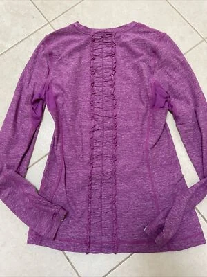 Lululemon Run Dash Long-sleeve, Running, Size 8 Heathered Purple Pink Ruffle! - Image 1 of 3