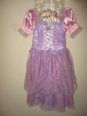 Niñas Disney Store Vestido Rapulzel Enredado Vestido con Corona Trenzada Disfraz Talla 7/8 Foto 1 de 4