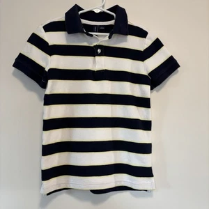 Janie And Jack Navy Striped Pique Polo Shirt Short Sleeve Boy 7 - Picture 1 of 7