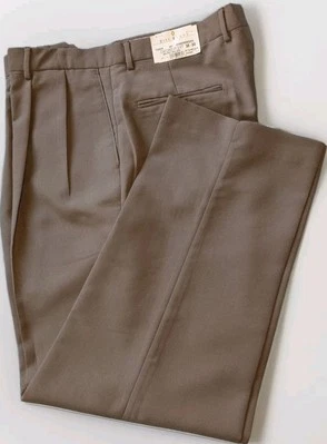 BILL BLASS Men's Brown "Oxford Pleat" Dress Pants - Size 38W x 30L - Image 1 of 4