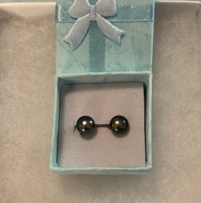 NUEVOS PENDIENTES DE PERLAS HONORA GRIS/BACK .925 Caja de Plata de Ley Foto 1 de 4