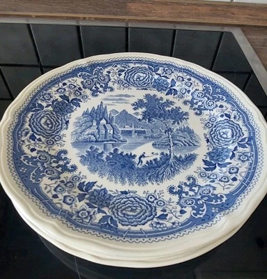 4 Villeroy Boch V&B Burgenland blau Kuchen Dessert Teller brauner Stempel 21,5cm - Bild 1 von 4