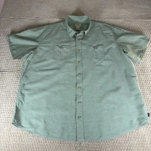 LL Bean Men’s Linen Blend Green Short Sleeve Button Down Camp Shirt Sz XXL Tall - Picture 1 of 7