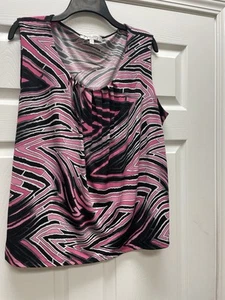 Jones Studio Separates 3X Pink Black Gray Geo Pit 25 26L Sleeveless Blouse Euc - Picture 1 of 6