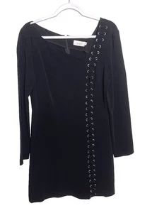 A.L.C Kleid Damen 10 schwarz Ösen Schnürung Krepp Karriere Etuikleid Corpcore - Bild 1 von 14
