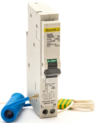 SQUARE D QOE RCBO 6 AMP 6A 30mA C CURVE TYPE AC 6A QWIKLINE QOE106C03 106C03 - Image 1 of 4