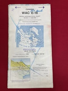 Vintage 1975 CANADA World Aeronautical Chart Aerial Navigation Map WAC E-18 - Picture 1 of 7