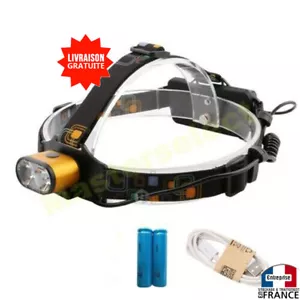LAMPE FRONTALE RECHARGEABLE 2 CREE XML T6 LED PUISSANT AVEC CHARGEUR 12V - Imagen 1 de 2