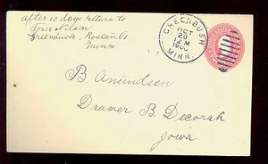1906 Greenbush MN cancel on 2c Envelope Roseau\ County MN1728 - Picture 1 of 2