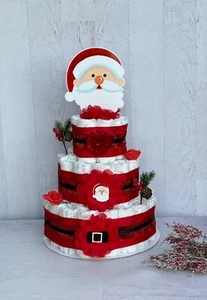 3 Ebenen Weihnachtsmann Windeltorte Babyparty - Bild 1 von 6