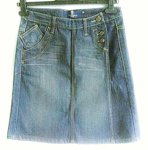 V. Yudashkin Jeans Denim Rock asymmetrisch distressed blau Knopf Tasche Logo W26 - Bild 1 von 12