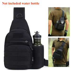 Tactical Sling Bag MOLLE Crossbody Pack Chest Backpack with Water Bottle Pouch
