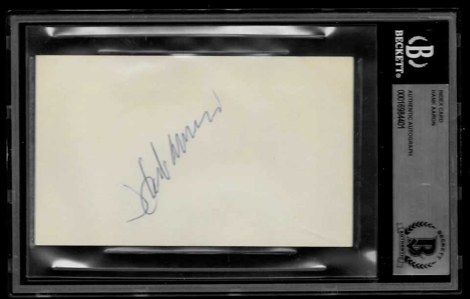 Hank Aaron (d.2021) signed 3x5 index card autographed BAS Baseball HOF - Image 1 of 1