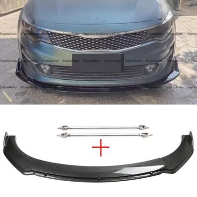 For Kia Forte Carbon Fiber Front Bumper Lip Spoiler Splitter + Strut Rods Foto 1 de 4