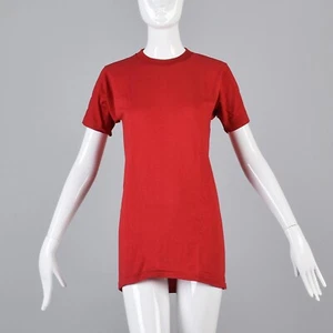 XS/S Vintage 1970s 70s Red T-Shirt Hippie Boho Casual Short Sleeve Deadstock Tee - Picture 1 of 7