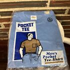 NEW Vintage Eurex Mens Pocket T-Shirt Blue Short Sleeve Casual 80s 90s Cotton L