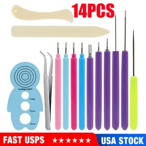 14 Pieces Paper Quilling Tools Slotted Kit, Assorted Sizes Rolling Tools ++ - Picture 1 of 7