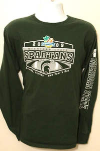 Michigan SPARTANS 2009 Capital One Bowl Mens Dark Green Crew Neck Long Sleeve - Picture 1 of 5