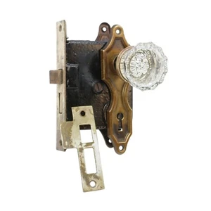 Complete Vintage Fluted Glass Door Knob Passage Set - Picture 1 of 9