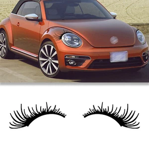 2PCS Pre-Cut Black Eyelashes Stickers Decor Universal Fit For Auto Headlight - Picture 1 of 12