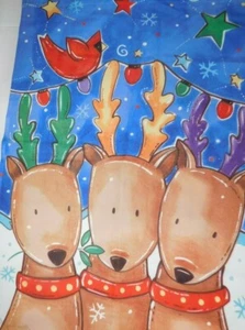 Bandera de jardín de vacaciones de renos de Navidad 24 x 36 - Imagen 1 de 6