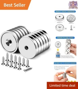 Durable Neodymium Cup Magnets with Countersunk Holes - 12 Pack, 60LBS - Picture 1 of 8