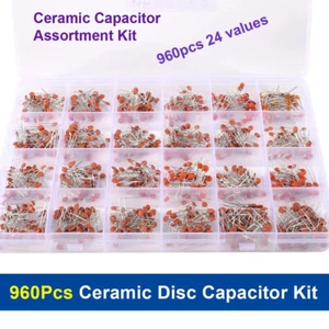 960 PZ Condensatore Ceramico 24 Valori 2PF-100NF Kit Assortimento per Elettronica - Foto 1 di 9