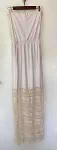 NWT Sexy Bebe White Strapless Maxi Dress Crochet Details Size L Retail $119 - Picture 1 of 12