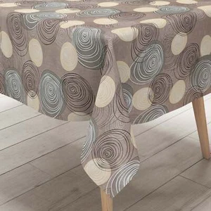 Wachstuch Tischdecke K104B braun taupe modern Linien Kreise eckig rund oval - Bild 1 von 5
