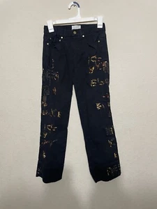 Iceberg Italy (Italian Designer Jeans) Black Denim Flare Legs 25x28 Embroidered - Picture 1 of 12