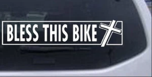 Calcomanía Bless This Bicicleta Coche o Camión Ventana Laptop Pegatina Blanca 8,5X2 - Imagen 1 de 1