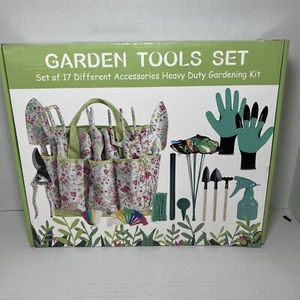 Gardening Tool Set - 17 PCS Heavy Duty Aluminum Gardening Tools Kit Floral Pr... - Picture 1 of 4