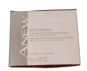 Glycolic Acid Retexturizing Facial Peel 30 Pads Avon Anew Clinical - Fast Ship - Picture 1 of 9