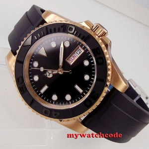 40mm Bliger black dial sapphire crystal rubber Japan NH36A automatic mens watch