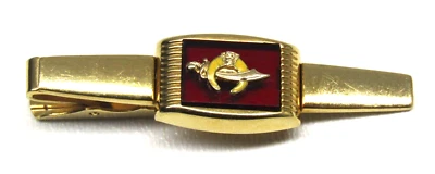 Anson Shriners Sword Tie Clip Gold Sphinx Free Masonry Red Lucite Vintage Mens - Image 1 of 3