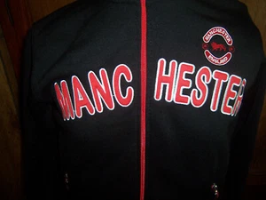 MANCHESTER ENGLAND black full zip JACKET NEW fitted style L large slit pockets - Picture 1 of 5