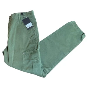 The Kooples Sz 38 Green Khaki Utility Cargo Cotton Pants with Skull Detail NWT - Picture 1 of 8