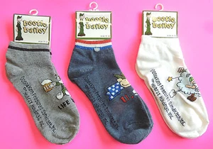 1 Pr Kid's Socks Cartoon Blondie Dennis-Menace Beetle Bailey Hagar-Horrible 9-11 - Picture 1 of 9