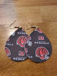 Cincinnati Bengals Ohrringe leichte Ohrringe Kunstleder - Bild 1 von 1