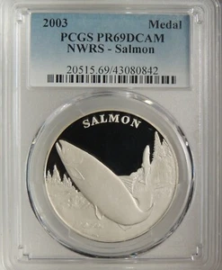 2003 SALMON NATIONAL WILDLIFE REFUGE NWRS SILVER MEDAL PCGS PR69 DCAM #43080842 - Picture 1 of 4