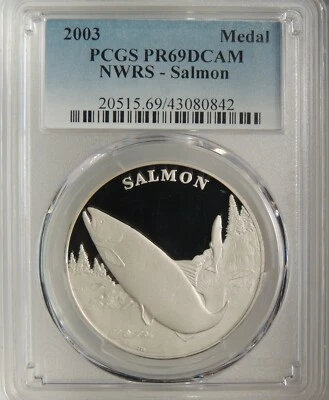 2003 SALMON NATIONAL WILDLIFE REFUGE NWRS SILVER MEDAL PCGS PR69 DCAM #43080842 - Image 1 of 4