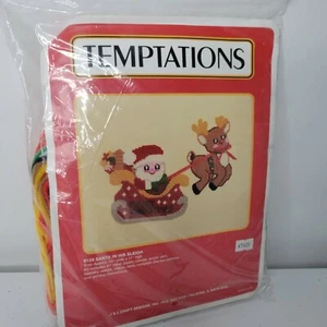 J & L Craft Designs Temptations #8135 Santa in His Sleigh Needlecraft Kit - NIP - Picture 1 of 5