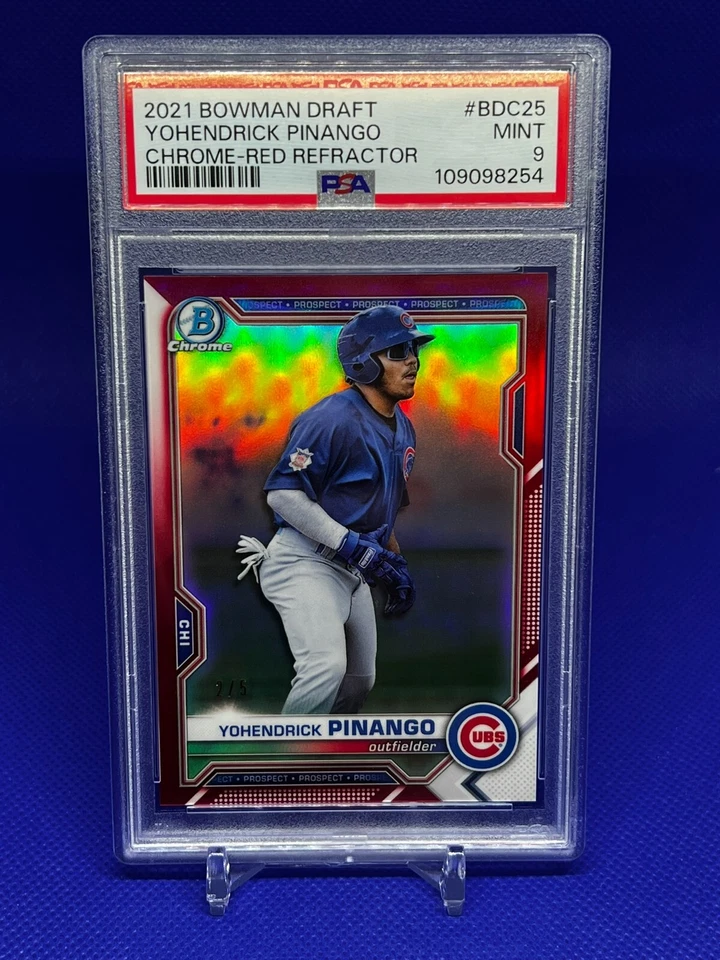YOHENDRICK PINANGO - 2021 Bowman Draft - Red /5 - PSA 9 MINT! - Image 1 of 2