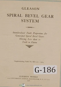 Gleason Spiral Bevel Gear System Tooth Proportions, 10 per pinion, Manual 1926 - Picture 1 of 2