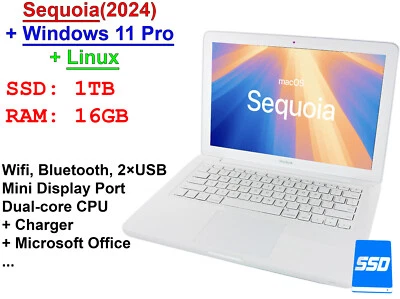 Macbook 13.3 inch 16GB 1TGB SSD Apple Sequoia Windows 11 Pro Linux Office - Image 1 of 4