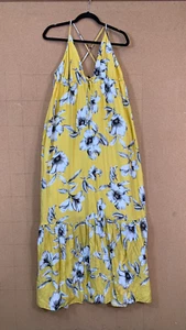 Banana Republic Maxi Long Dress Women's Size 6 Tiered Strappy Open Back Yellow - Picture 1 of 8