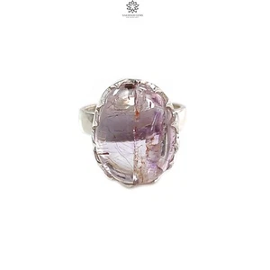 8.09gms Natural Amethyst Gemstone Oval Plain 925 Sterling Silver Adjustable Ring - Picture 1 of 6